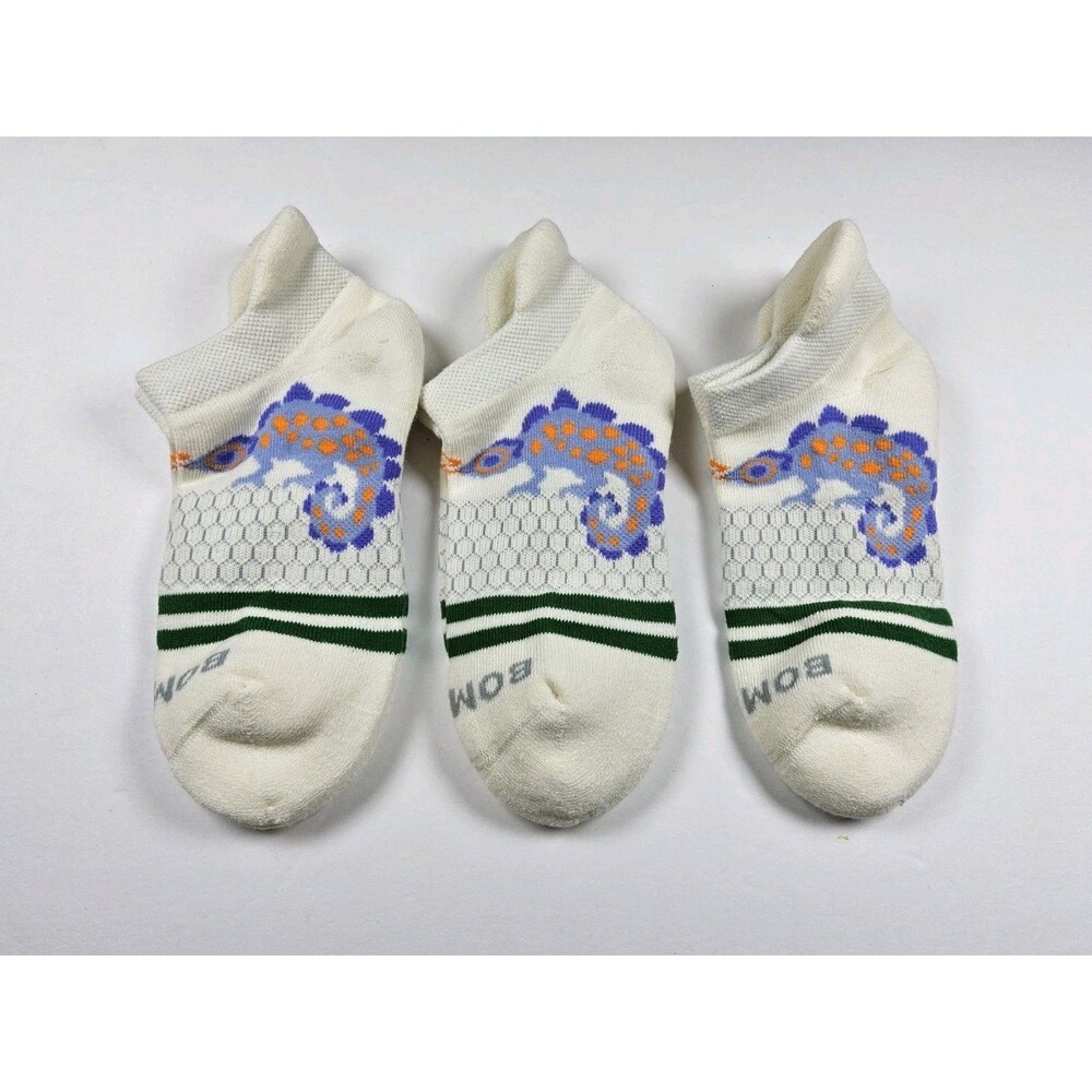 Bombas Iguana Lizard Pattern Athletic Ankle Socks Lot Of 3 Pairs Size M